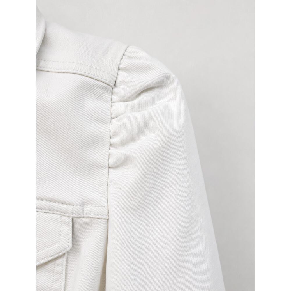 WHBM White Stretch Denim Puff Sleeve Fitted Jacket Size Extra Small🤍✨ 🤍 - Picture 8 of 15